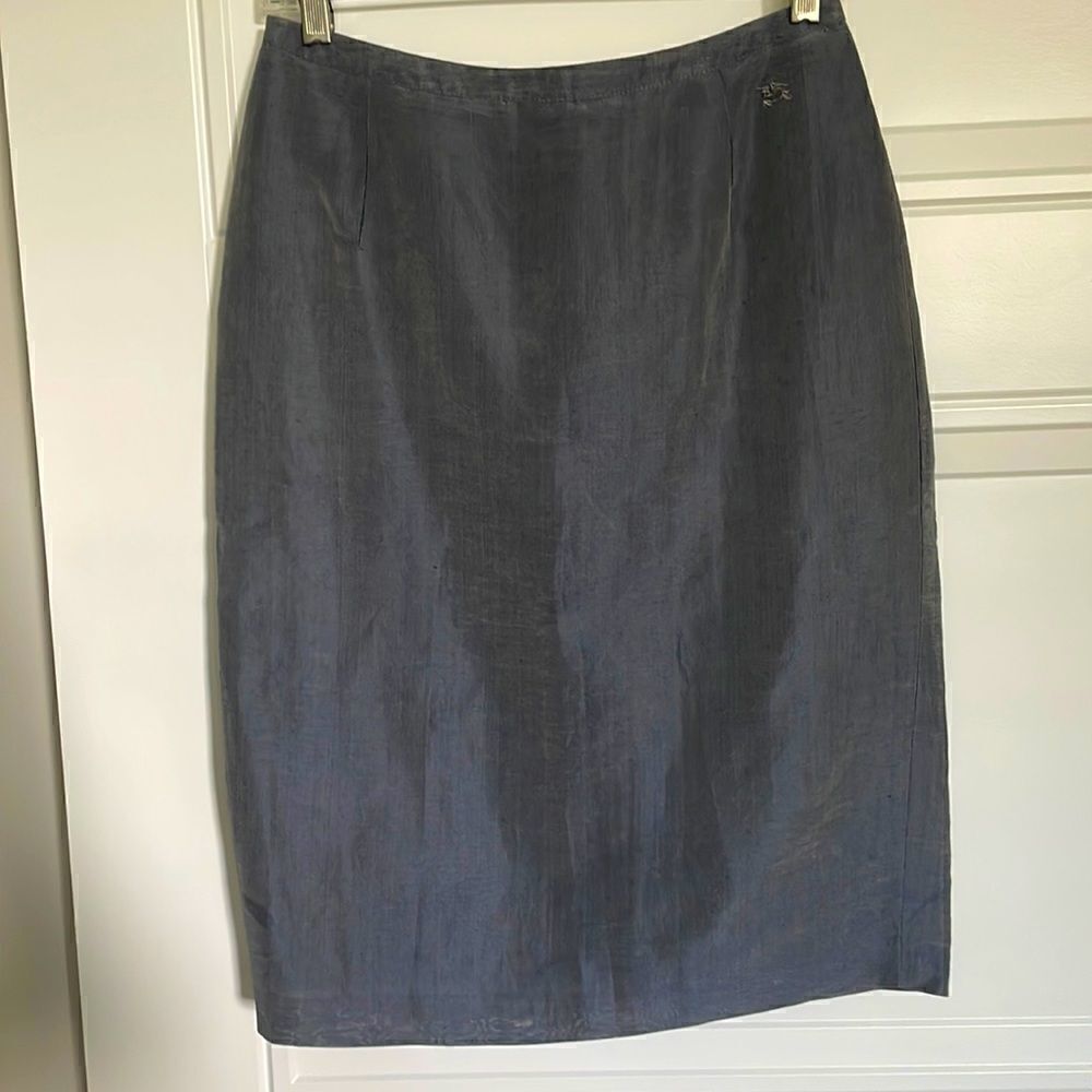 Burberry Gray Silk Blend Pencil Skirt